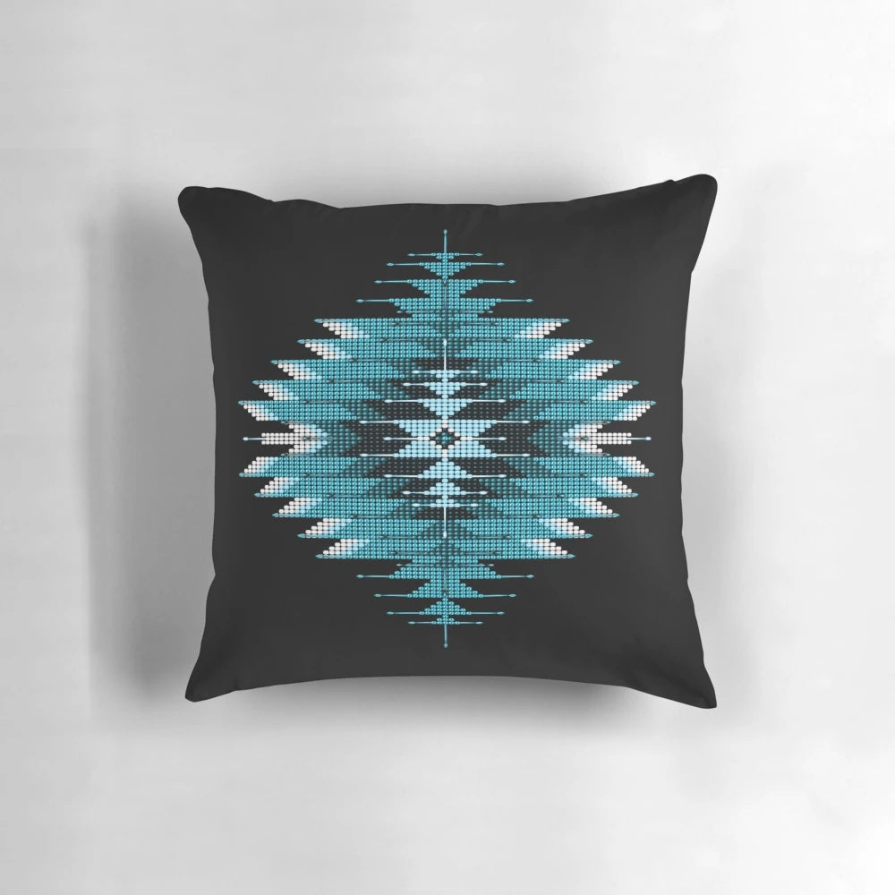 Turquoise Sunburst Patterned Pillow with Southwestern-Inspired Design