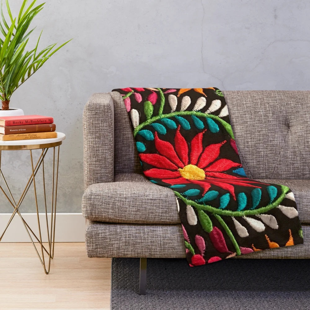 Spanish Flowers Plush Blanket with Vibrant Floral Design