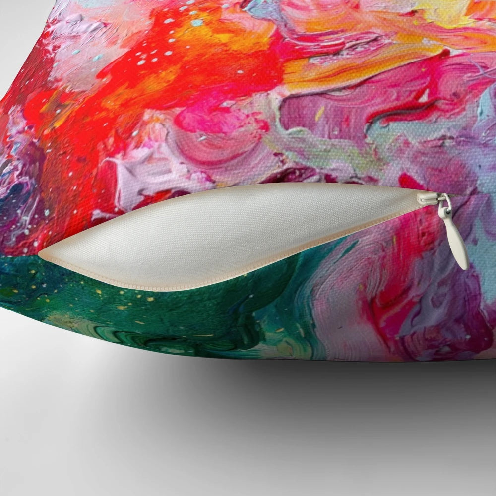 Vibrant and colorful abstract spectrum design pillow for modern living room or bedroom