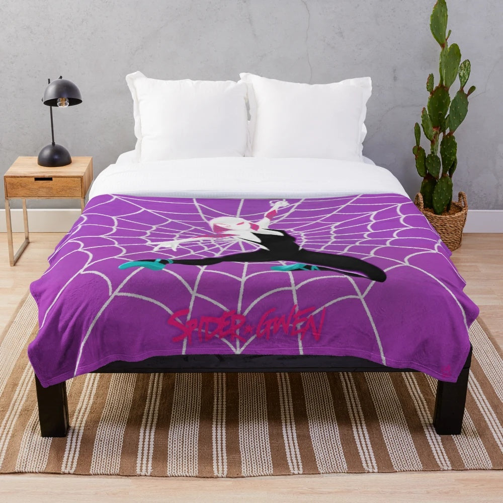 Spider Gwen inspired plush blanket with a colorful, pop art design