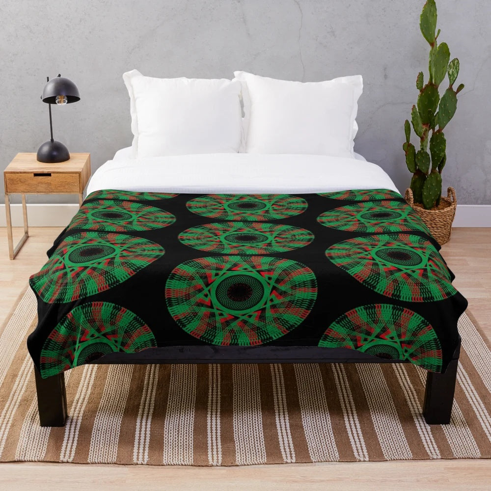 Vibrant SpiroEthnic plush blanket with African heritage and cultural consciousness design