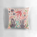 A beautiful decorative pillow featuring a charming bird design in a lush, nature-inspired color palette.