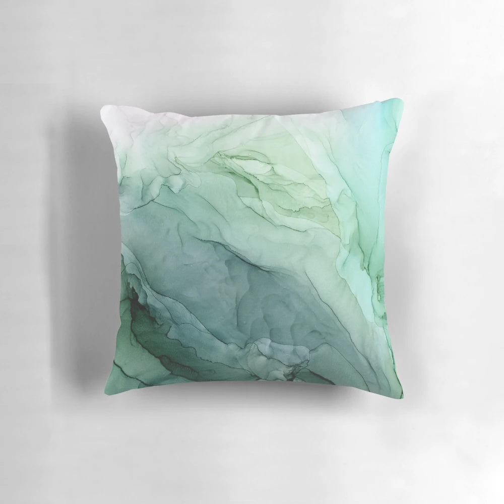 A colorful abstract floral painting showcased on a throw pillow for modern home decor.