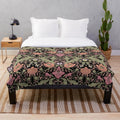 Plush blanket with a vibrant spring floral pattern featuring poppies and gladioli