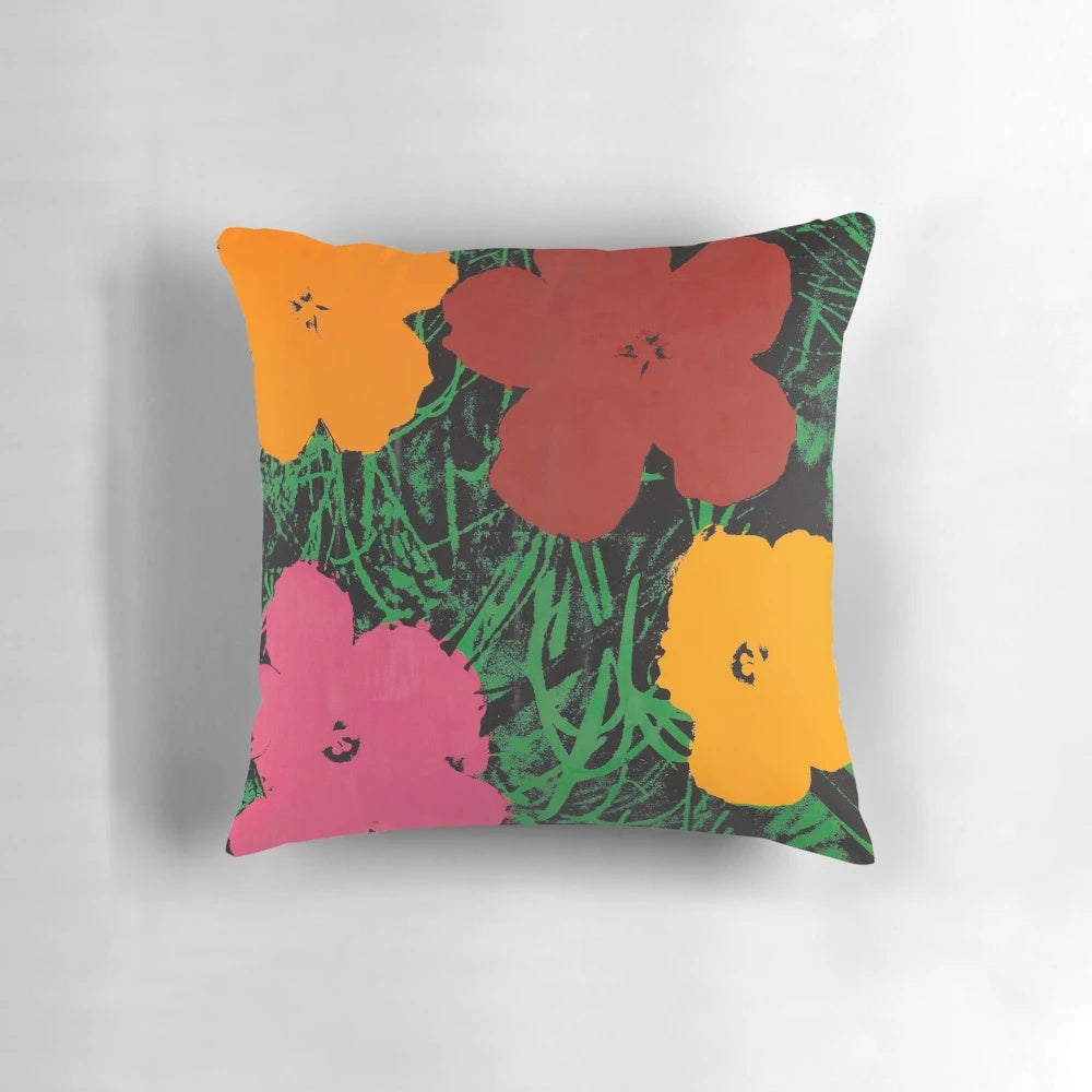 Colorful spring pillow featuring a modern, pop art-inspired design