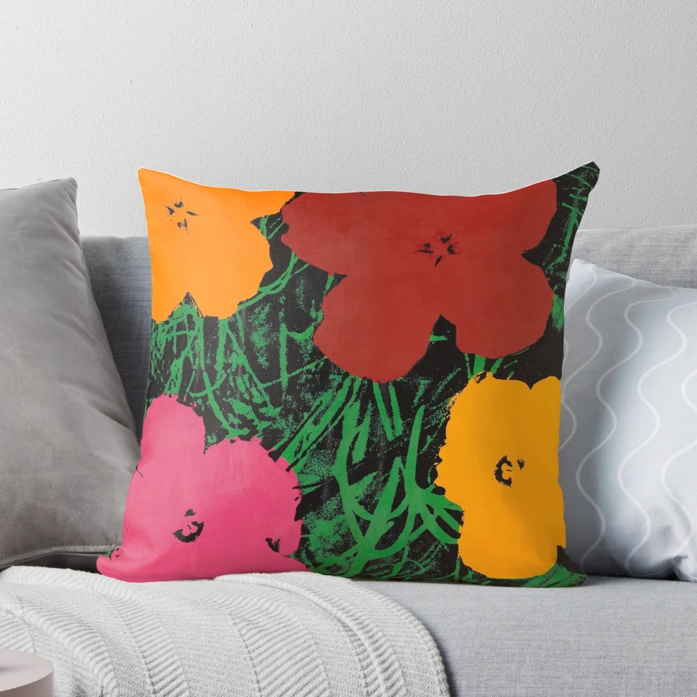 Colorful spring pillow featuring a modern, pop art-inspired design