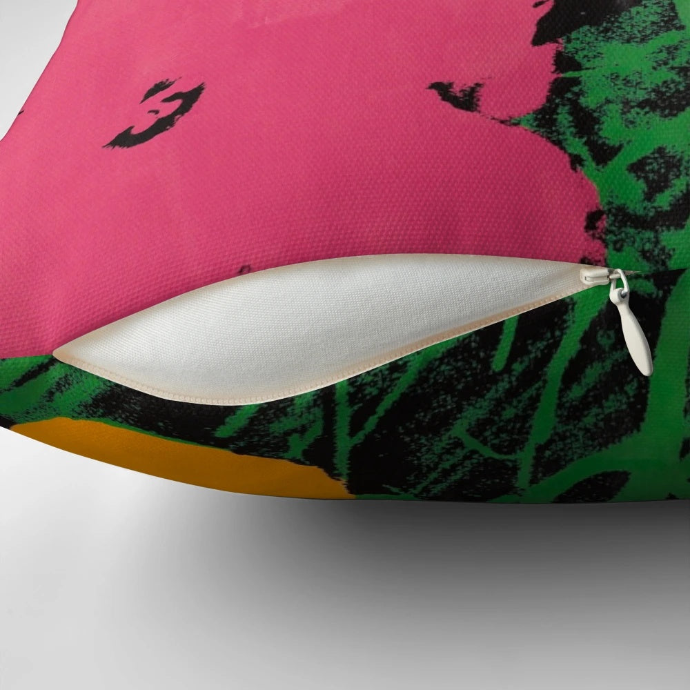 Colorful spring pillow featuring a modern, pop art-inspired design