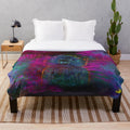 Glowing neon colorful standard poodle art on a plush blanket