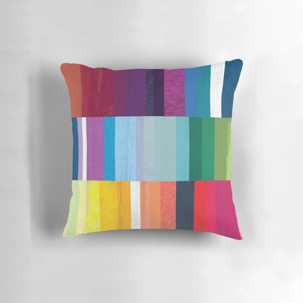 Colorful striped decorative throw pillow for modern living room or bedroom