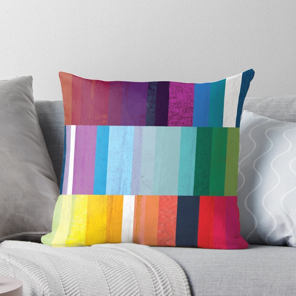 Colorful striped decorative throw pillow for modern living room or bedroom