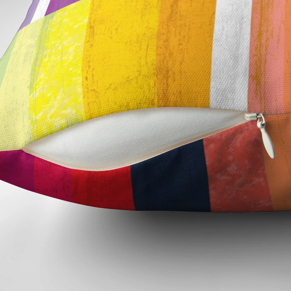 Colorful striped decorative throw pillow for modern living room or bedroom