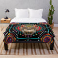 Colorful sugar skull design plush blanket for Day of the Dead
