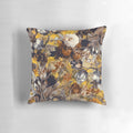 Colorful summer botanical pattern on a square throw pillow for home decor.