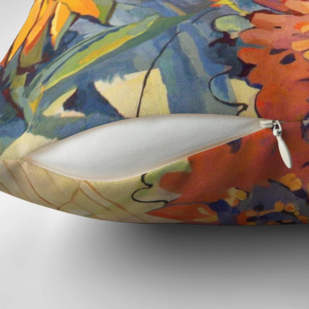 Colorful summer sun floral botanical print accent pillow