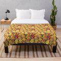 Plush blanket featuring a colorful sun conure parrot design
