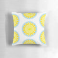 Colorful sun design with a neon effect on a modern, minimalist style pillow