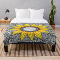 Sunflower pattern plush blanket