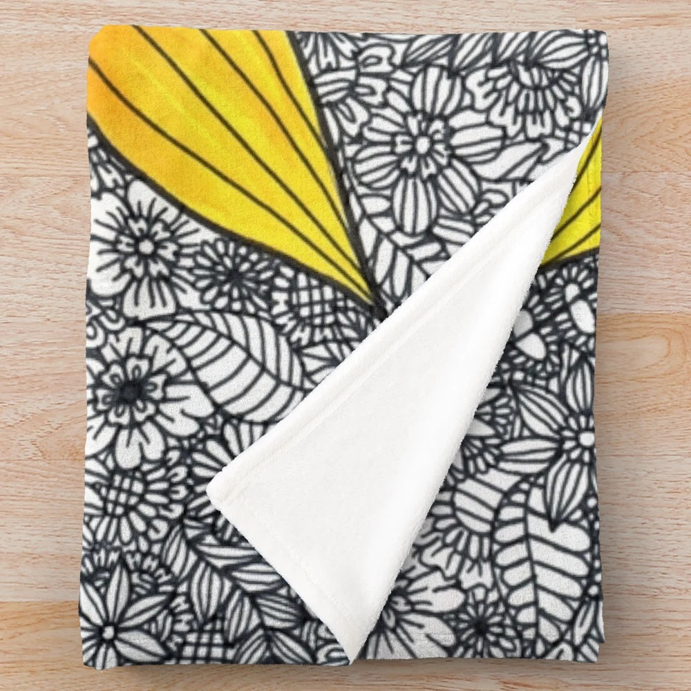 Sunflower pattern plush blanket