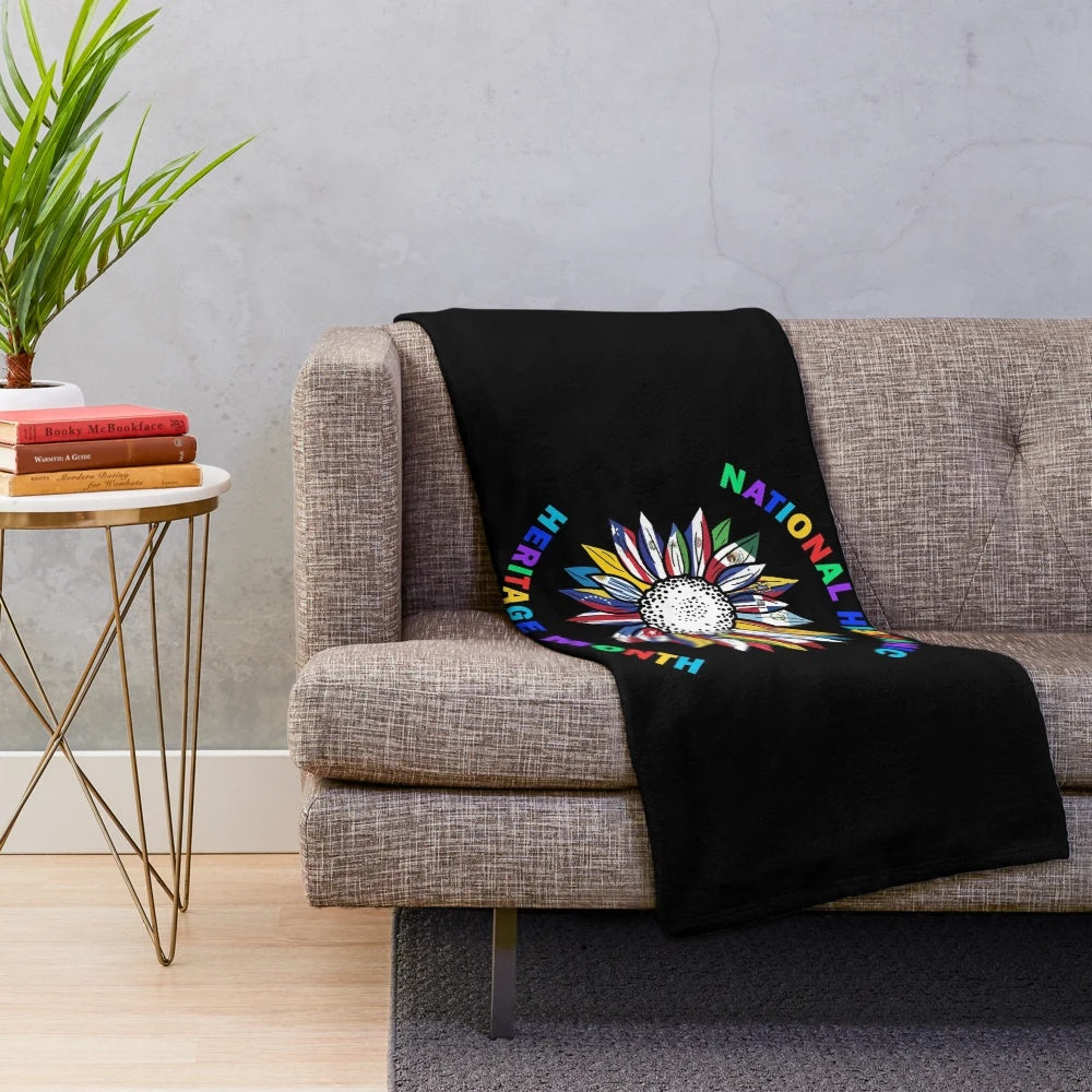 Colorful plush blanket with sunflower design celebrating Hispanic heritage