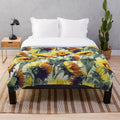 Sunflowers Forever Plush Blanket with painted sunflower pattern