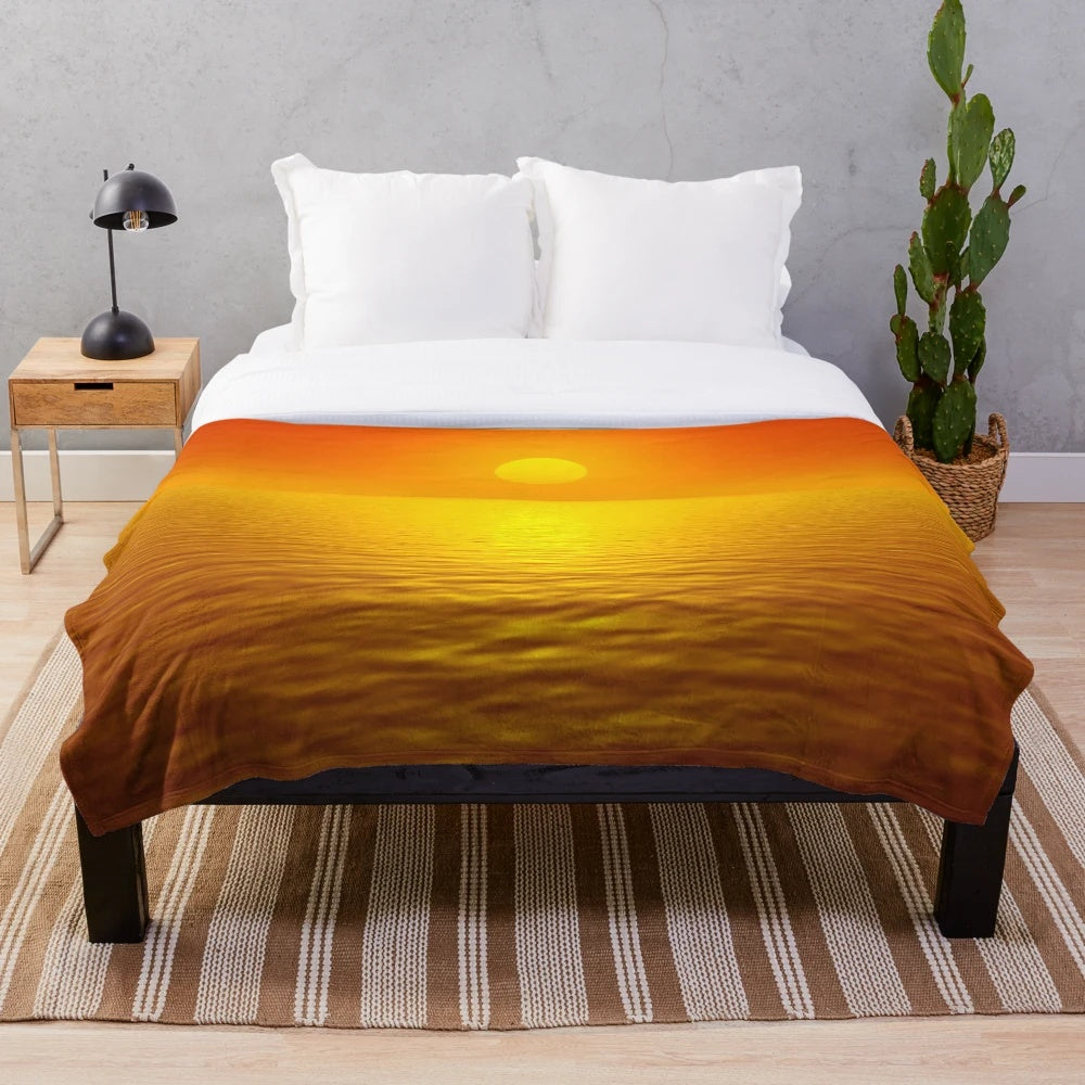 Sunset reflection pattern on a soft, plush blanket