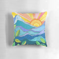 Colorful sunset and leaves patchwork design pillow
