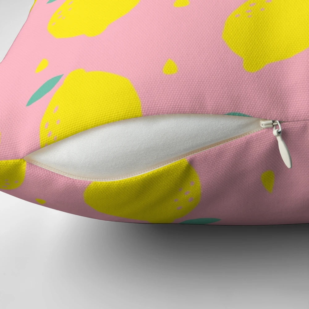 Sweet lemon pattern pillow with a playful, geometric design