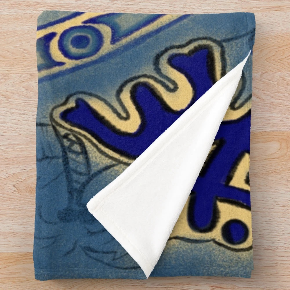Taino-inspired plush blanket with vibrant tropical designs
