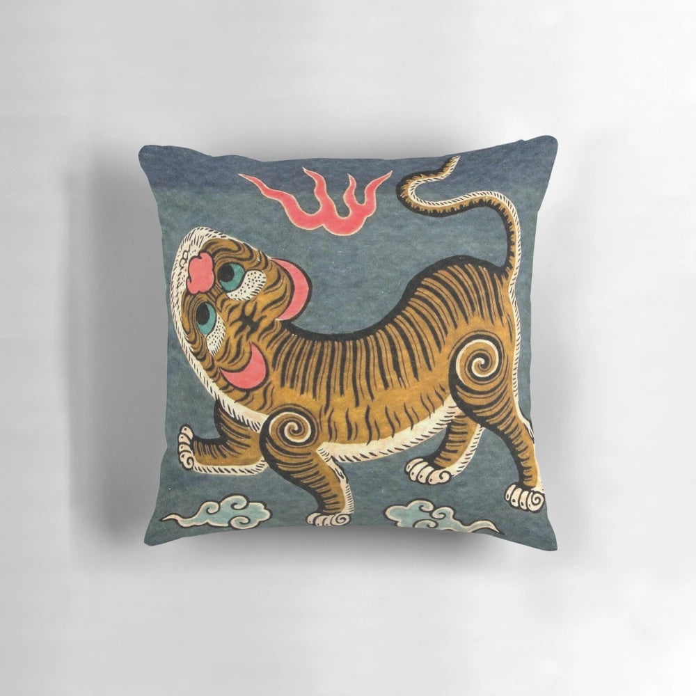 Colorful Taiwan (Formosa) Pillow with Traditional Asian Motifs