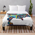 Colorful Thai Tuk Tuk Plush Blanket with Vibrant Design