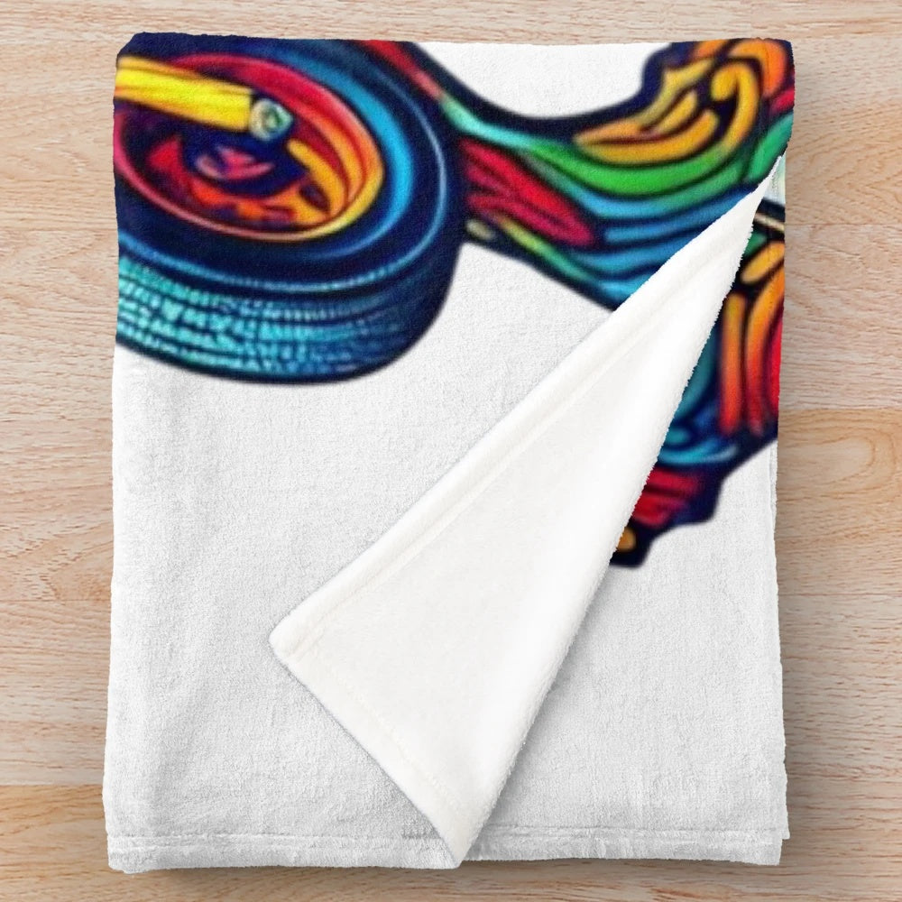 Colorful Thai Tuk Tuk Plush Blanket with Vibrant Design