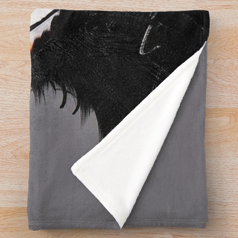 Colorful plush blanket featuring an urban chimpanzee in a thoughtful pose