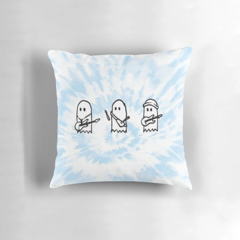 Colorful tie-dye pattern pillow with sunset curve design, inspired by the TV show Julie and the Phantoms