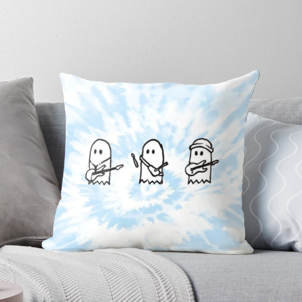 Colorful tie-dye pattern pillow with sunset curve design, inspired by the TV show Julie and the Phantoms