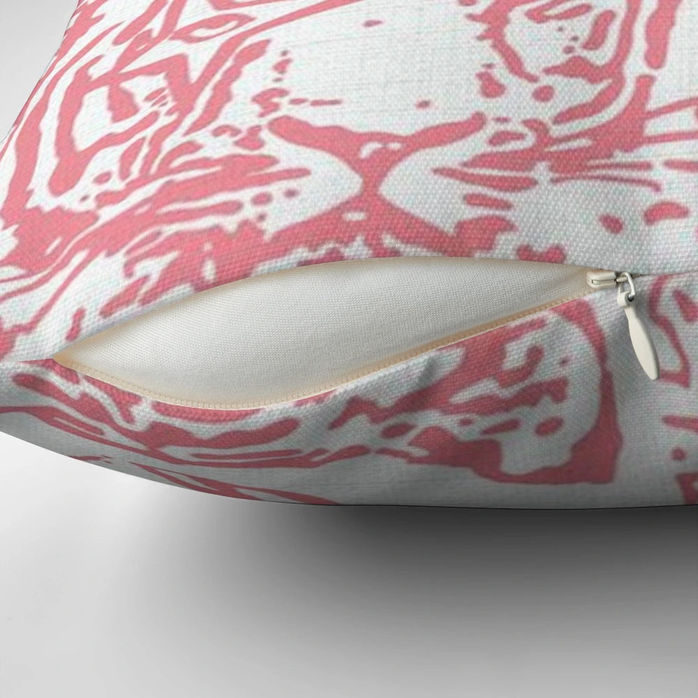 Soft, plush pink pillow with a playful tiger print design