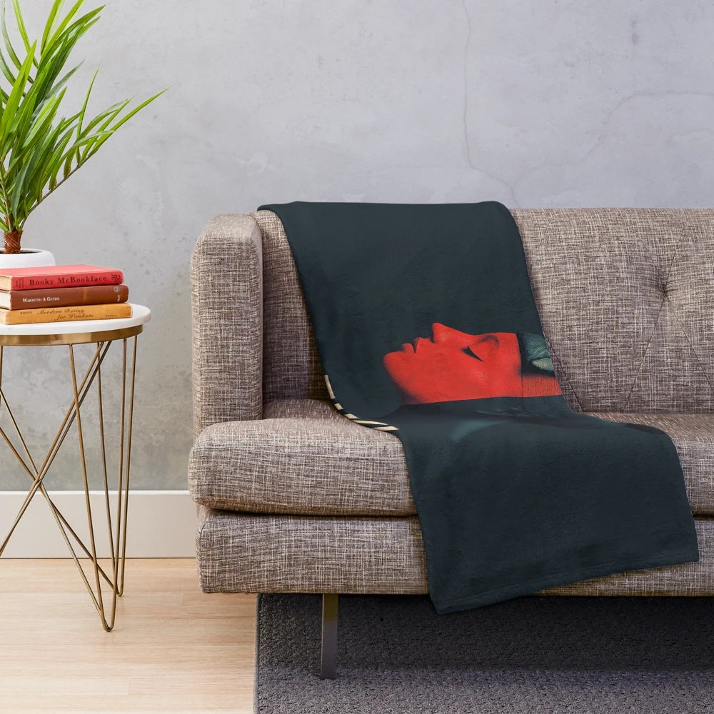 Colorful tiki art plush blanket with bold tribal pattern