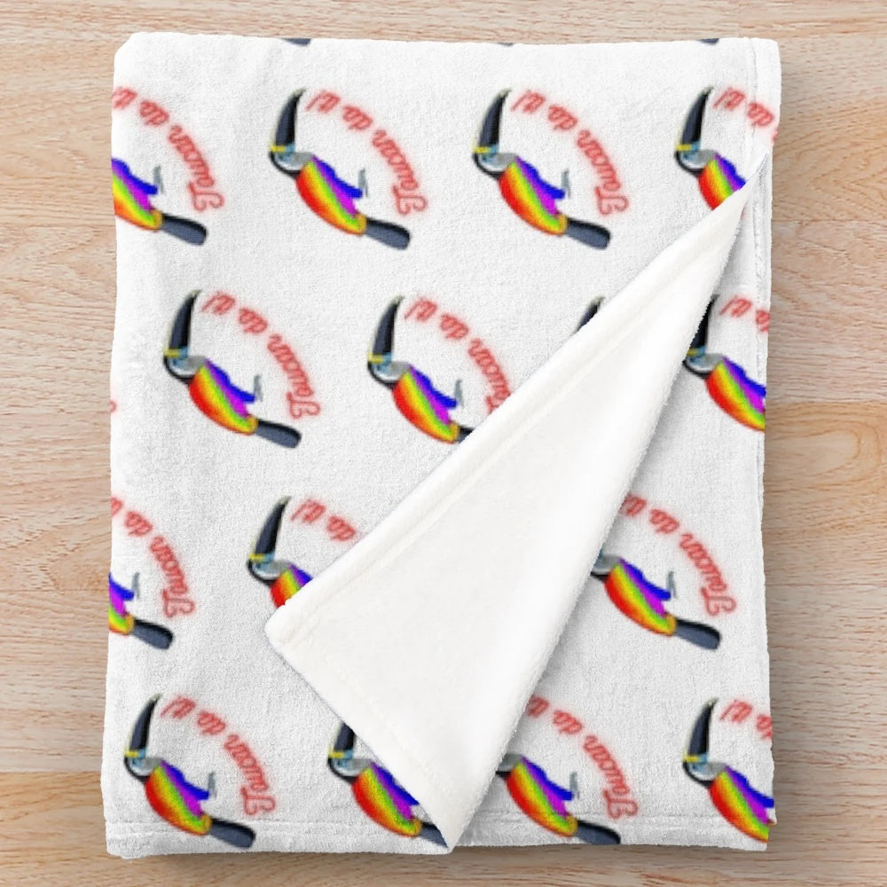 Colorful toucan design on a soft and plush blanket