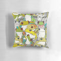 Colorful throw pillow featuring a vibrant tree frog design against a nature-inspired background.