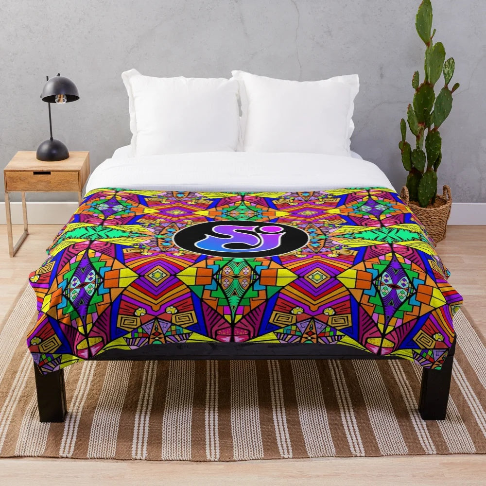 Vibrant trippy pattern plush blanket inspired by the jam band String Cheese Incident