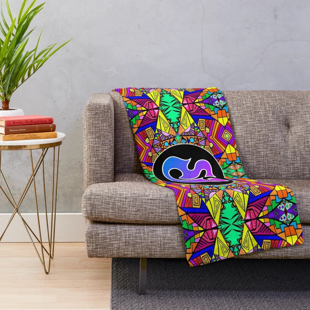Vibrant trippy pattern plush blanket inspired by the jam band String Cheese Incident