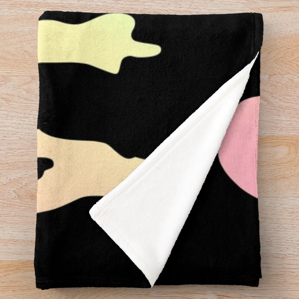 Colorful trippy plush blanket with melting, psychedelic design