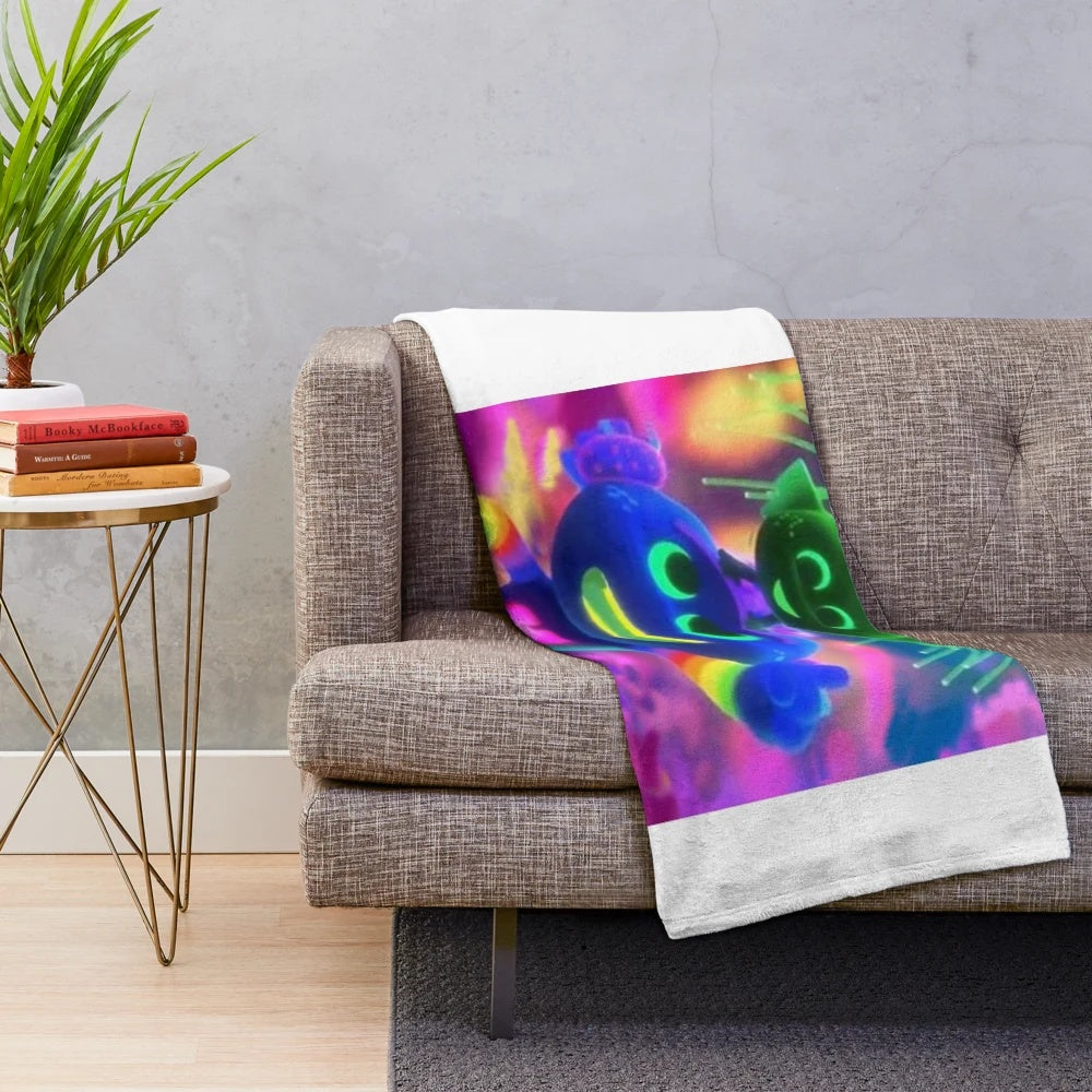 Trollex Plush Blanket with Colorful Trolls Design