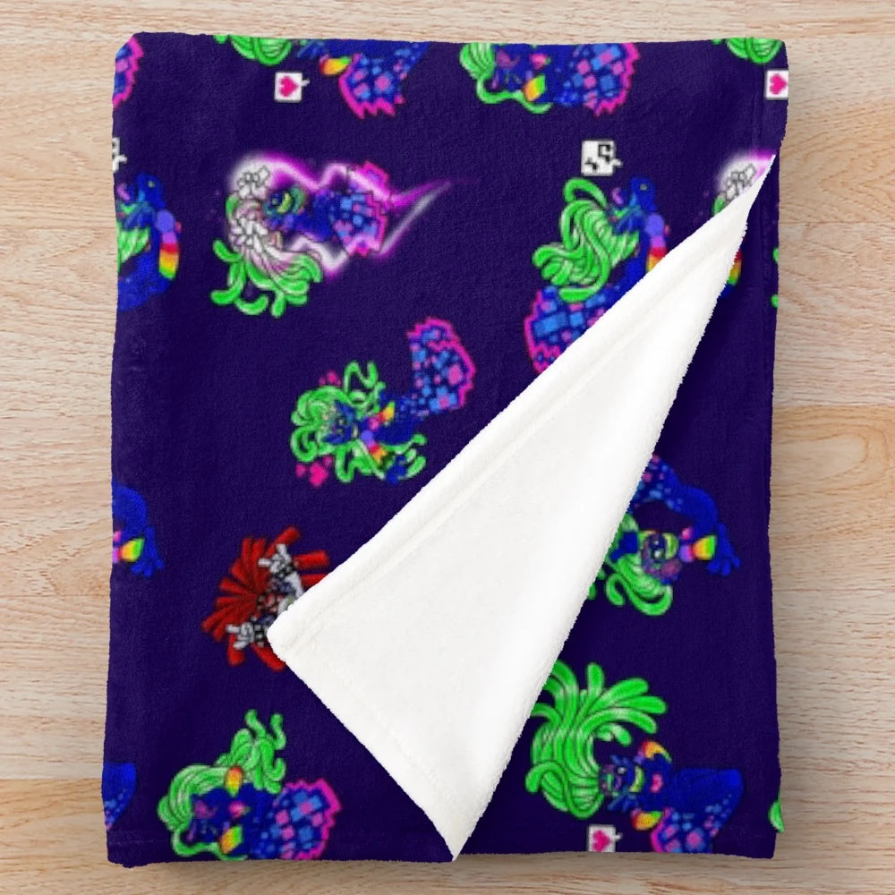 Cozy King Trollex-themed plush blanket from the Dreamworks Trolls World Tour movie