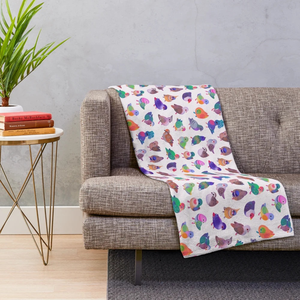 Colorful tropical bird plush blanket
