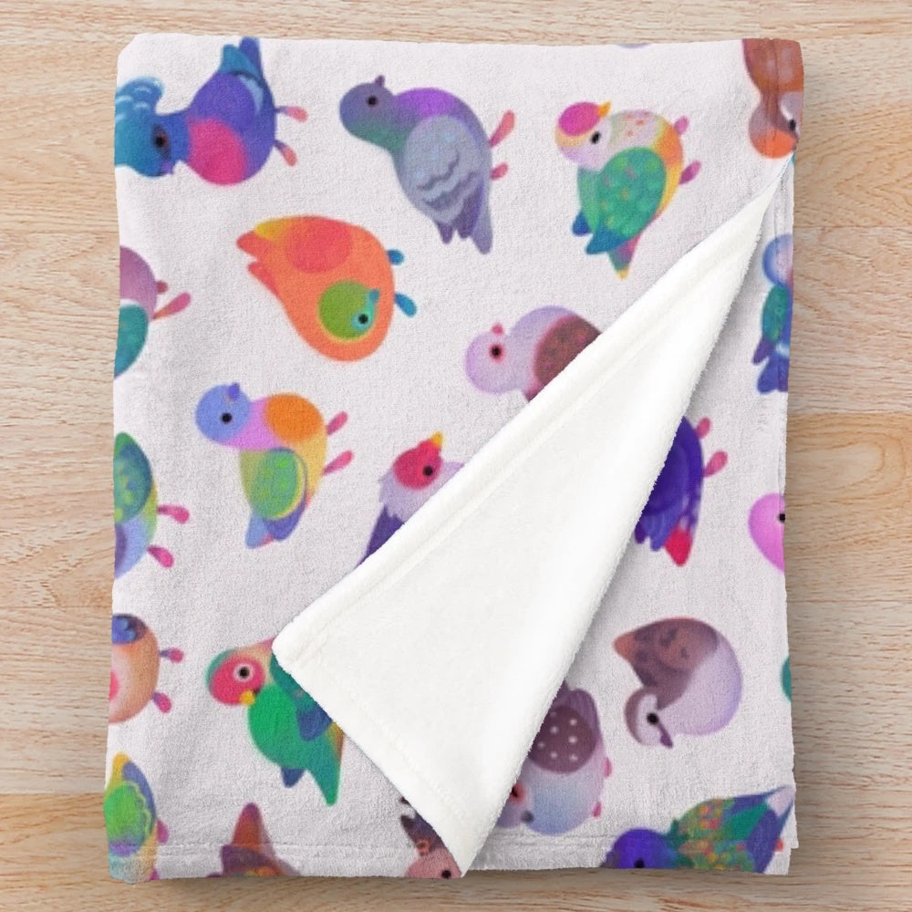 Colorful tropical bird plush blanket