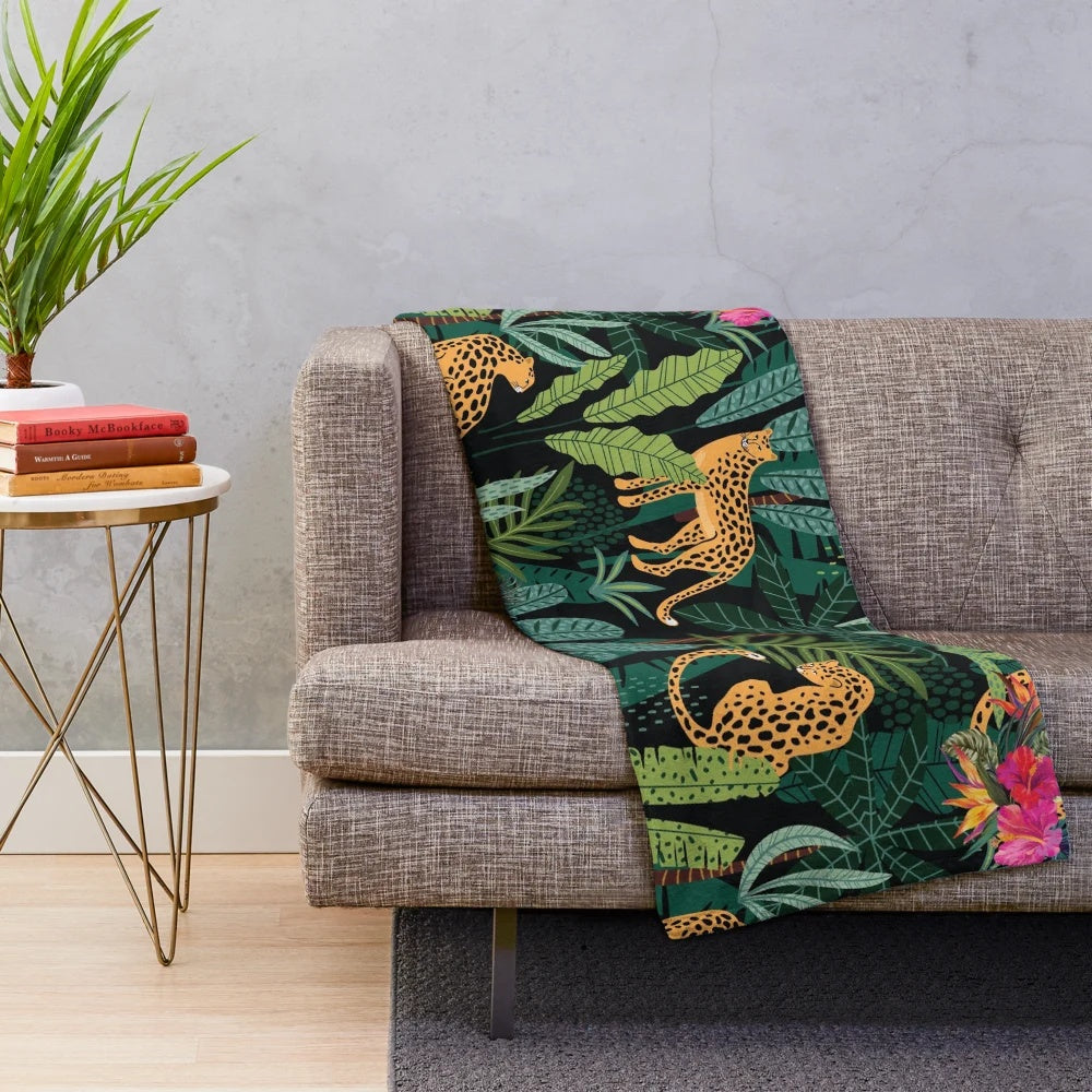 Tropical Cheetah Print Plush Blanket