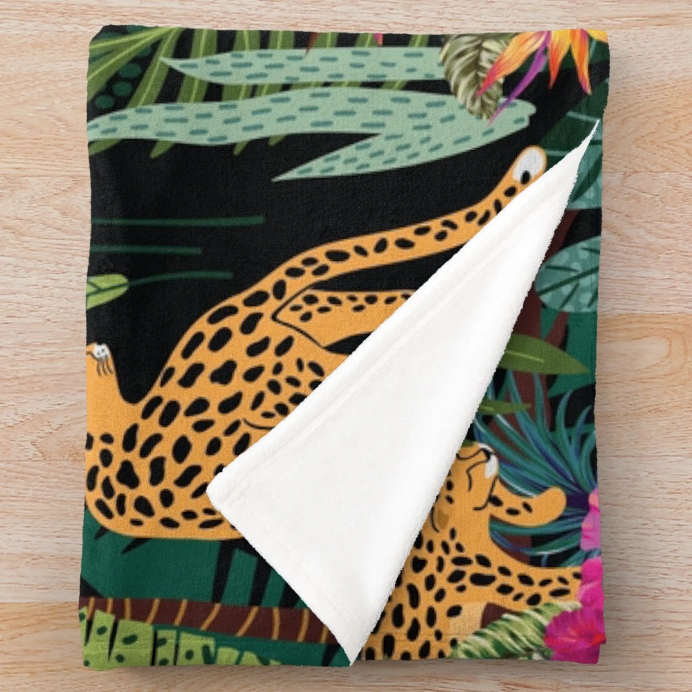Tropical Cheetah Print Plush Blanket
