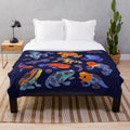 Colorful poison dart frog pattern plush blanket