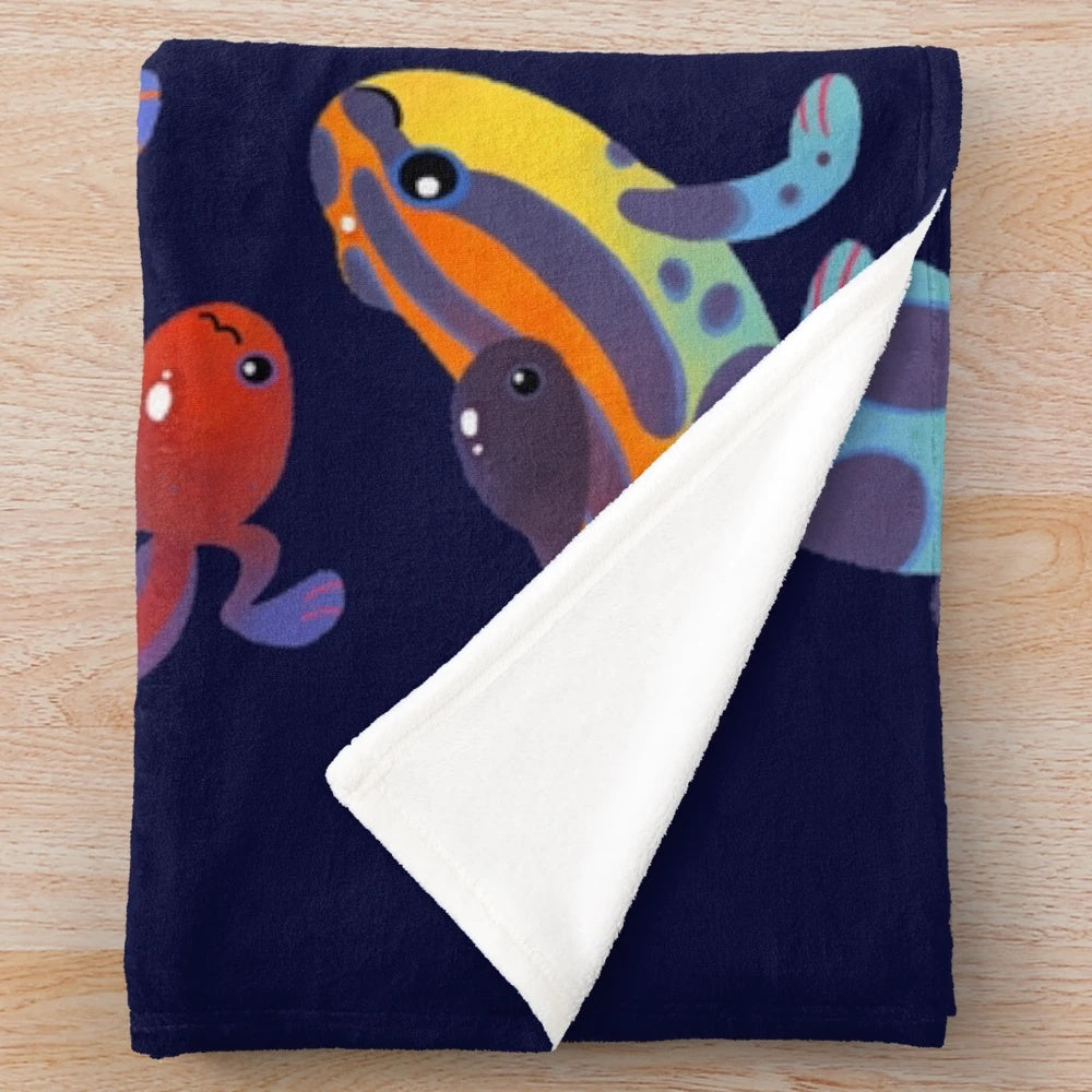 Colorful poison dart frog pattern plush blanket