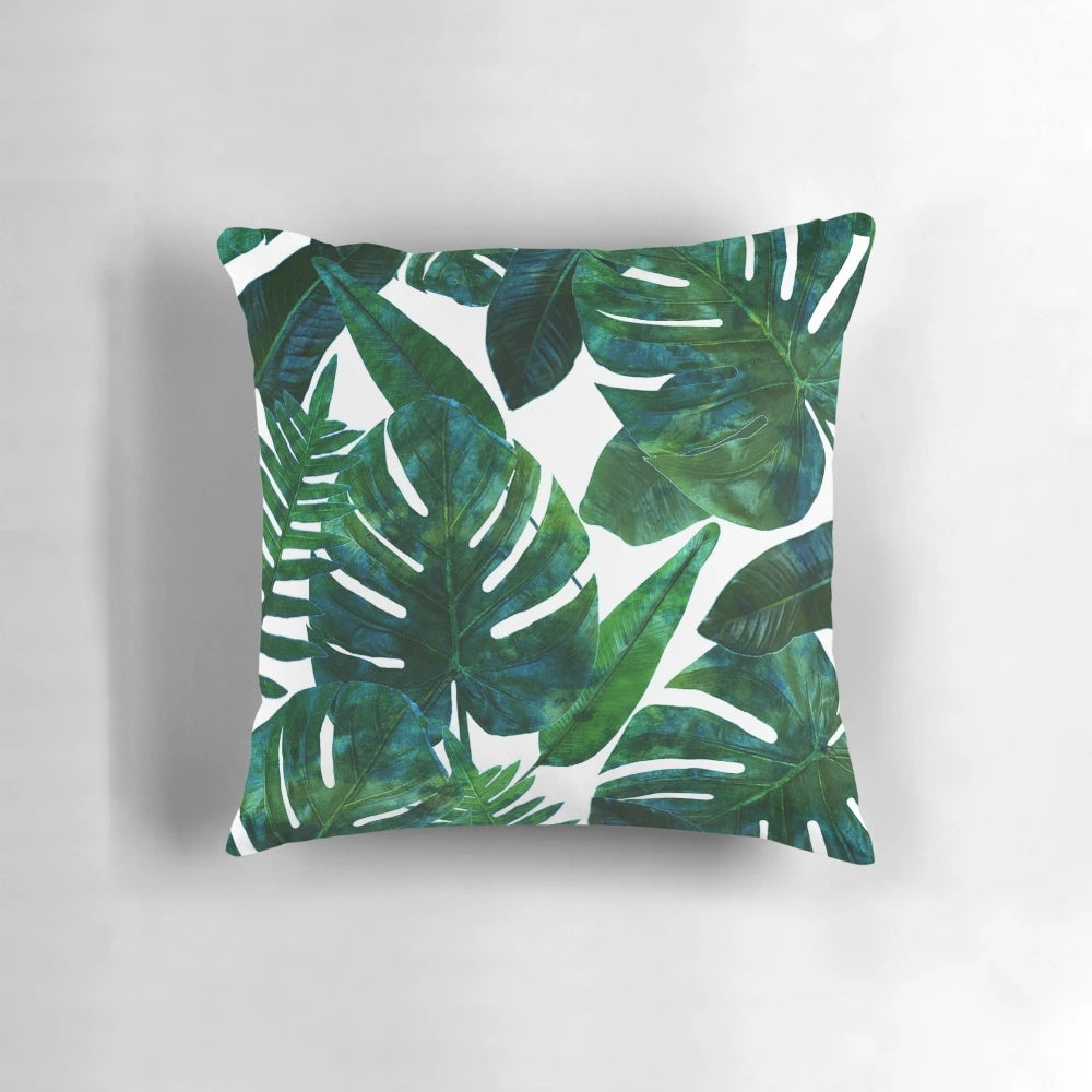 Tropical Monstera Watercolor Painting Botanical Jungle Pillow